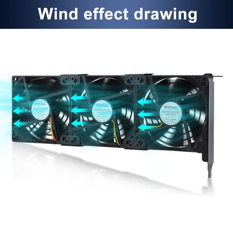 Wathai 3x90mm GPU Cooler Fans, 10.86in(L) x 4.72in(W) x 1.18in(H), Desktop, 120 CFM, 37dBA, PWM Controllable, 12V, 1800RPM, For Gaming, Video Editing, Mining Rigs - Image 5